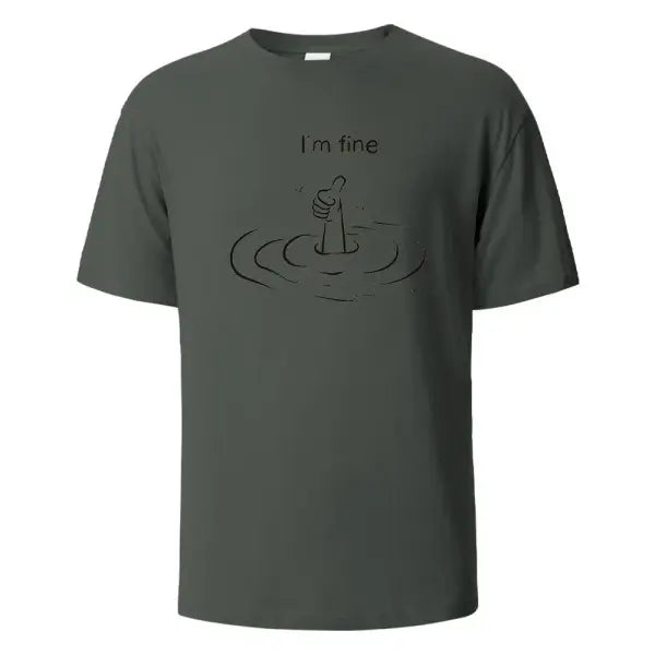 T’m Fine Print T-Shirt 100% Cotton Summer Tees For Men Women Oversize Casual Tops - Dark Grey / XL