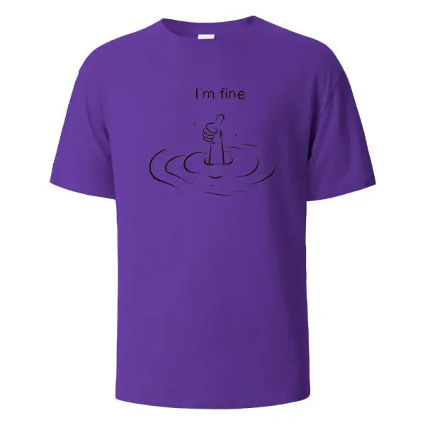 T’m Fine Print T-Shirt 100% Cotton Summer Tees For Men Women Oversize Casual Tops - PURPLE / XXXL