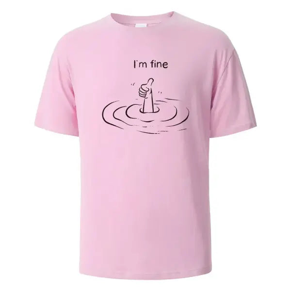 T’m Fine Print T-Shirt 100% Cotton Summer Tees For Men Women Oversize Casual Tops - Pink / XL