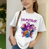 Toddler Girl Kpop Demon Hunters Cartoon T-Shirt – Cute Harajuku Summer Top Fun Gift for Little Fans - TZ1450-white / 9T