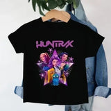 Toddler Girl Kpop Demon Hunters Cartoon T-Shirt – Cute Harajuku Summer Top Fun Gift for Little Fans - TZ1450-black / S