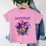 Toddler Girl Kpop Demon Hunters Cartoon T-Shirt – Cute Harajuku Summer Top Fun Gift for Little Fans - TZ1450-pink / 3XL