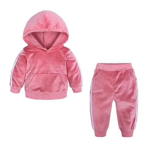 Toddler Kids Girl Boy Fleece Warm Hooded Comfortable Sweatshirt Long Pants Outfits Set Fast Shipping San Valentin Ropa