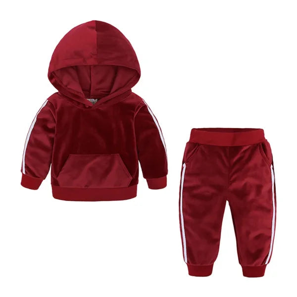 Toddler Kids Girl Boy Fleece Warm Hooded Comfortable Sweatshirt Long Pants Outfits Set Fast Shipping San Valentin Ropa