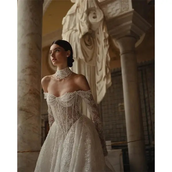Tokyo Wedding Dress A-Line White Lace Elegant Off the Shoulder Gown