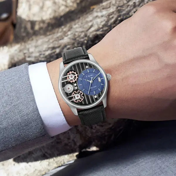 TOMI Mens Quartz Watch Alloy Case Business Gift Set