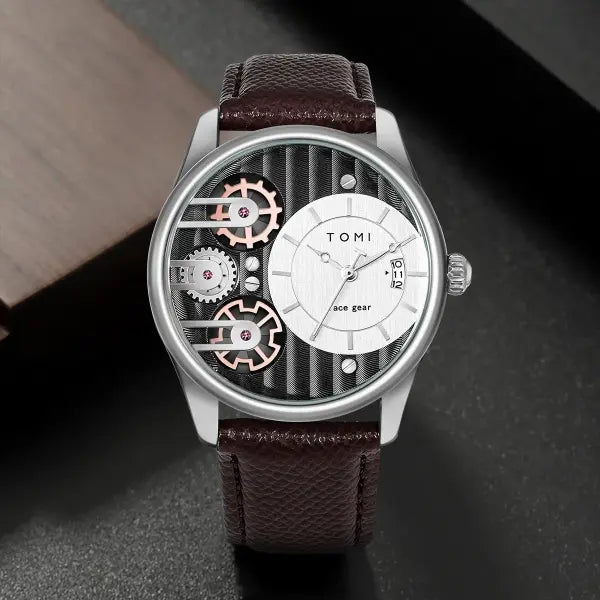 TOMI Mens Quartz Watch Alloy Case Business Gift Set