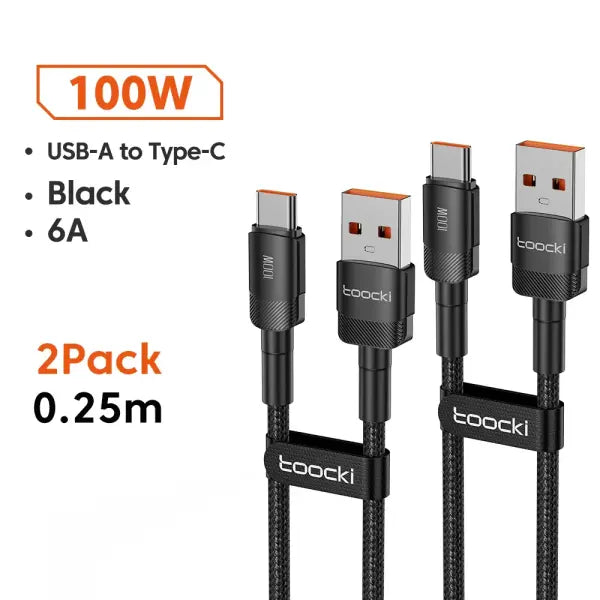 Toocki 6A USB To Type C Cable for Huawei Xiaomi PD 100W Fast Charging Charger USB C Data Cord Quick Charge for Samsung