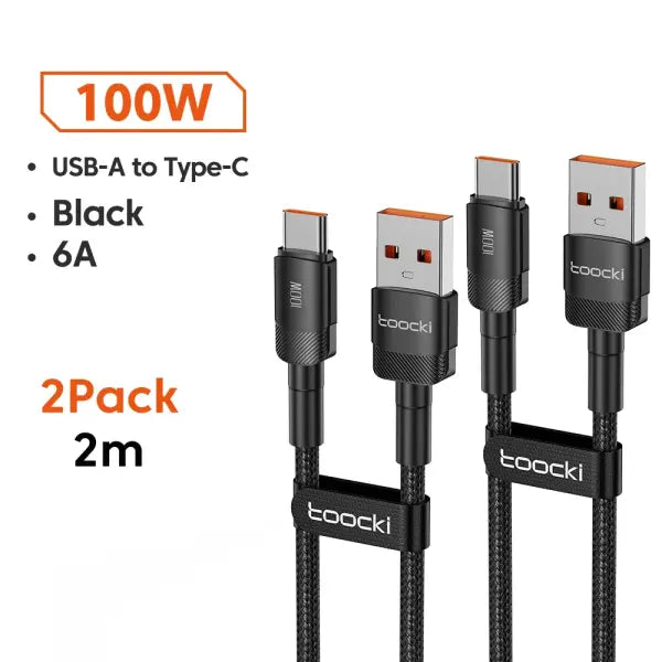 Toocki 6A USB To Type C Cable for Huawei Xiaomi PD 100W Fast Charging Charger USB C Data Cord Quick Charge for Samsung