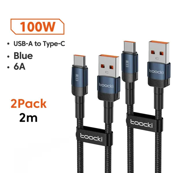 Toocki 6A USB To Type C Cable for Huawei Xiaomi PD 100W Fast Charging Charger USB C Data Cord Quick Charge for Samsung