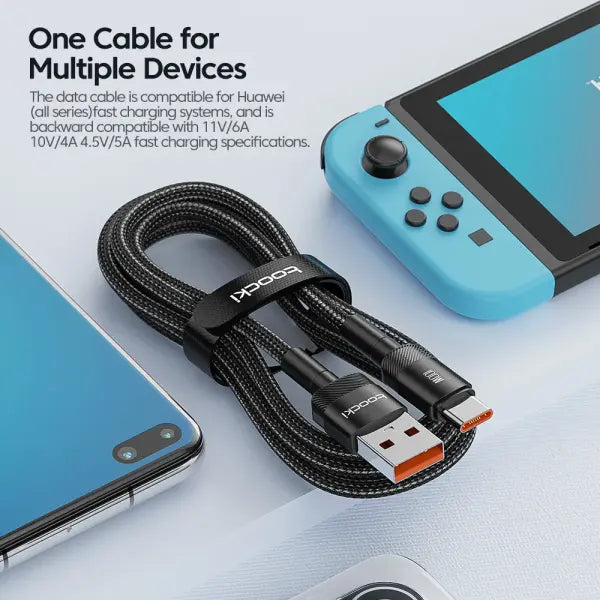 Toocki 6A USB To Type C Cable for Huawei Xiaomi PD 100W Fast Charging Charger USB C Data Cord Quick Charge for Samsung