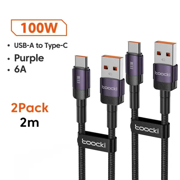 Toocki 6A USB To Type C Cable for Huawei Xiaomi PD 100W Fast Charging Charger USB C Data Cord Quick Charge for Samsung
