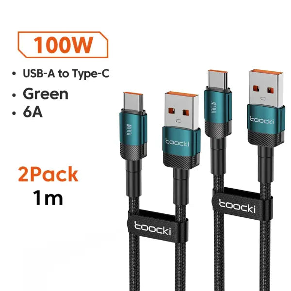 Toocki 6A USB To Type C Cable for Huawei Xiaomi PD 100W Fast Charging Charger USB C Data Cord Quick Charge for Samsung