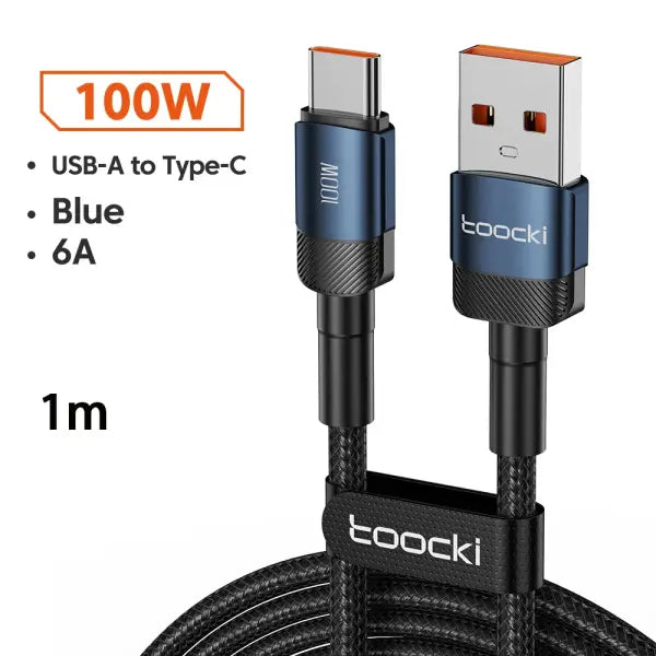 Toocki 6A USB To Type C Cable for Huawei Xiaomi PD 100W Fast Charging Charger USB C Data Cord Quick Charge for Samsung