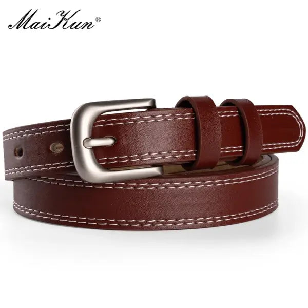 Genuine Leather Belts Cowskin Women Stylish Wardrobe Styling - Red / 100cm
