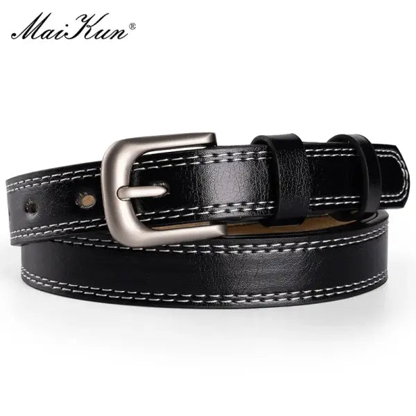 Genuine Leather Belts Cowskin Women Stylish Wardrobe Styling - Black / 110cm