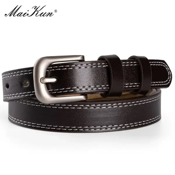 Genuine Leather Belts Cowskin Women Stylish Wardrobe Styling - Coffee / 120cm