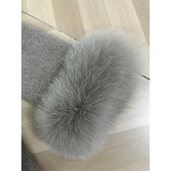 Tossy Women’s Fox Fur Wool Overcoat – Elegant Short Double-Sided Wool Coat Office Lady Loose Cardigan Jacket