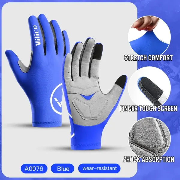 Touch screen bicycle gloves polyester nylon for cycling - A0076-BU / M