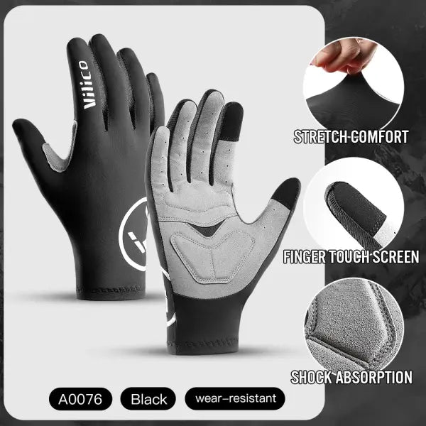 Touch screen bicycle gloves polyester nylon for cycling - A0076-BK / M