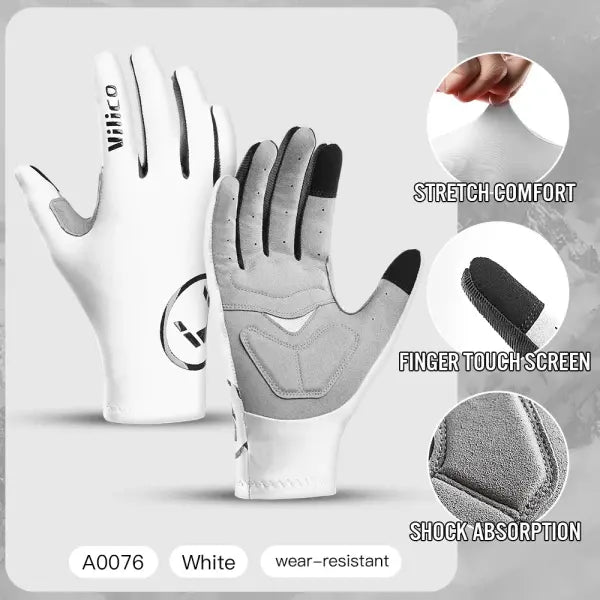 Touch screen bicycle gloves polyester nylon for cycling - A0076-WH / XL