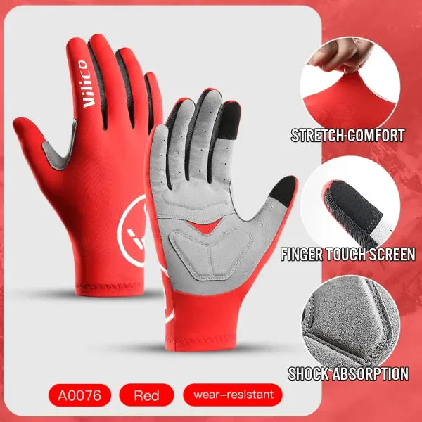 Touch screen bicycle gloves polyester nylon for cycling - A0076-RD / M