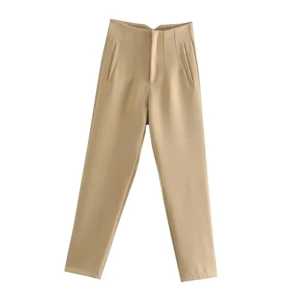 TRAF Women's High Waist Office Pants - Formal Pencil Trousers in Black, Pink & White - Himpall