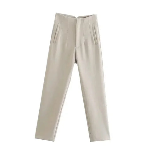 TRAF Women's High Waist Office Pants - Formal Pencil Trousers in Black, Pink & White - Himpall