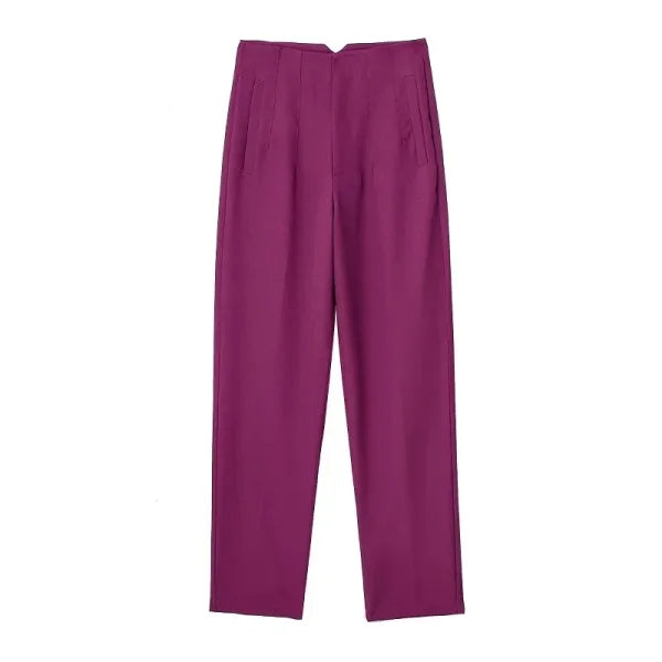 TRAF Women's High Waist Office Pants - Formal Pencil Trousers in Black, Pink & White - Himpall