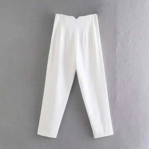 TRAF Women's High Waist Office Pants - Formal Pencil Trousers in Black, Pink & White - Himpall