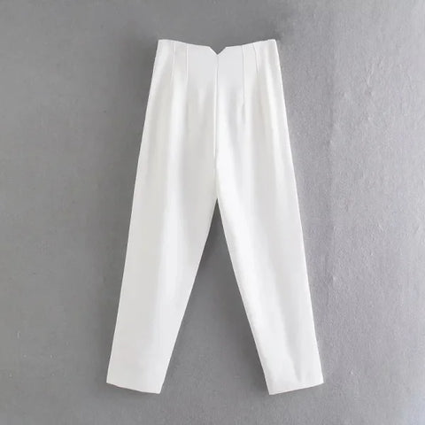 TRAF Women's High Waist Office Pants - Formal Pencil Trousers in Black, Pink & White - Himpall