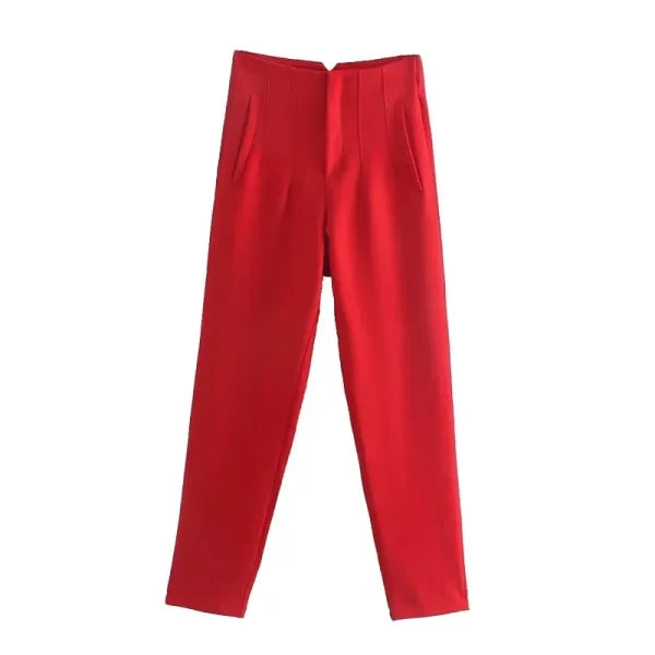 TRAF Women's High Waist Office Pants - Formal Pencil Trousers in Black, Pink & White - Himpall