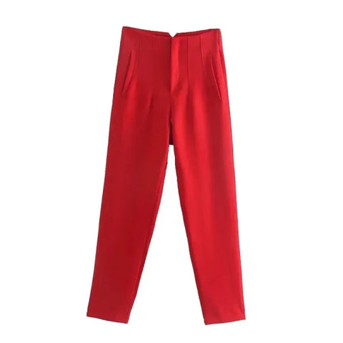 TRAF Women's High Waist Office Pants - Formal Pencil Trousers in Black, Pink & White - Himpall