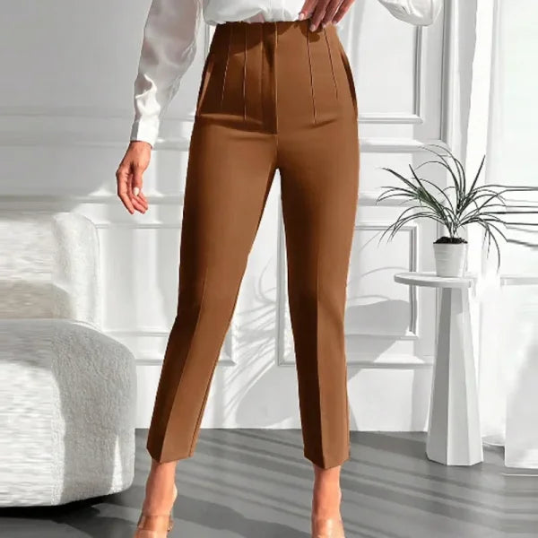 TRAF Women's High Waist Office Pants - Formal Pencil Trousers in Black, Pink & White - Himpall