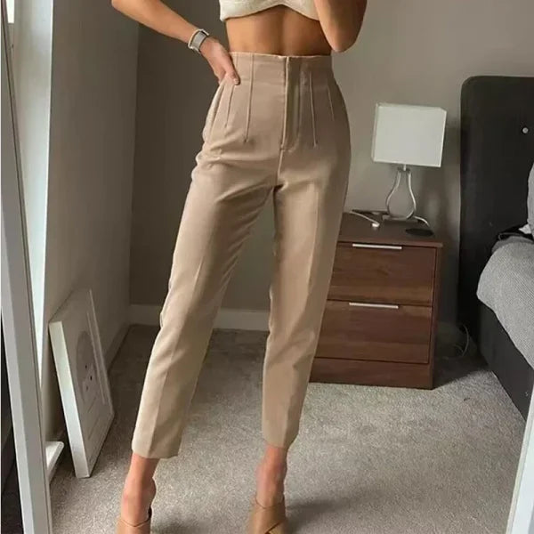 TRAF Women's High Waist Office Pants - Formal Pencil Trousers in Black, Pink & White - Himpall