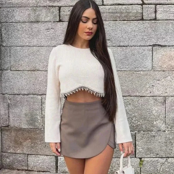 Women's High Waist Skort – Stylish Asymmetric Mini Skirt Shorts - Himpall