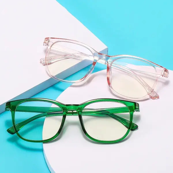 Trendy Square Transparent Computer Glasses with Blue Light Blocking Lenses