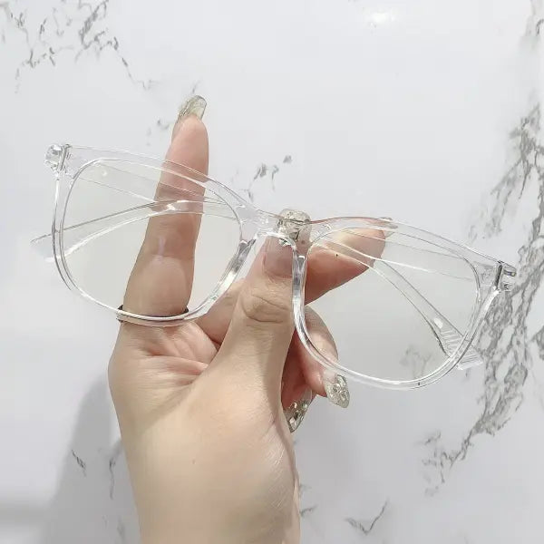 Trendy Square Transparent Computer Glasses with Blue Light Blocking Lenses