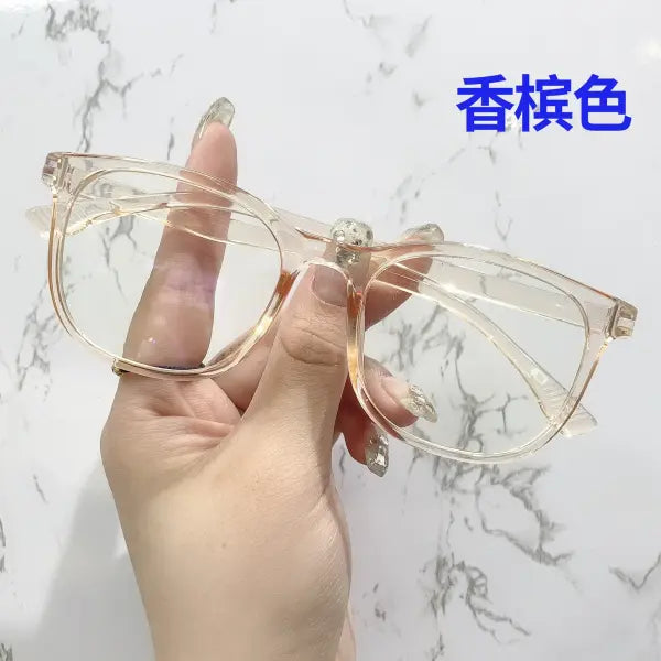 Trendy Square Transparent Computer Glasses with Blue Light Blocking Lenses - Champagne