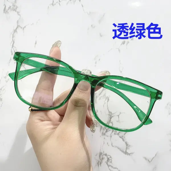 Trendy Square Transparent Computer Glasses with Blue Light Blocking Lenses - green