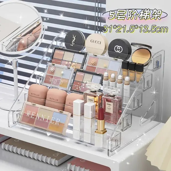 Transparent Storage Box Makeup Organizer Cosmetic Display Case Jewelry Organizer Desktop Holder Clear Makeup Organizer