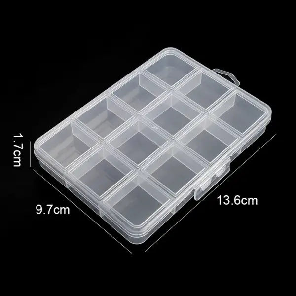 Clear Jewelry Storage Box – Transparent Plastic Organizer Case for Earrings Beads & Small Accessories - 12 Grids
