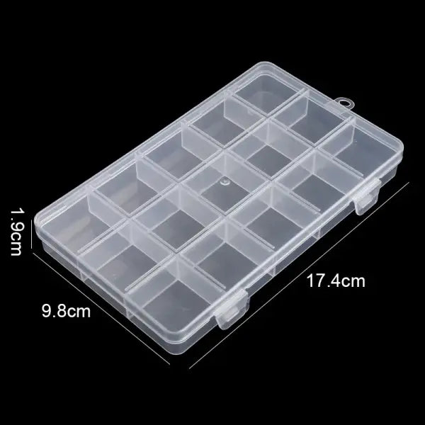 Clear Jewelry Storage Box – Transparent Plastic Organizer Case for Earrings Beads & Small Accessories - 15 Grids