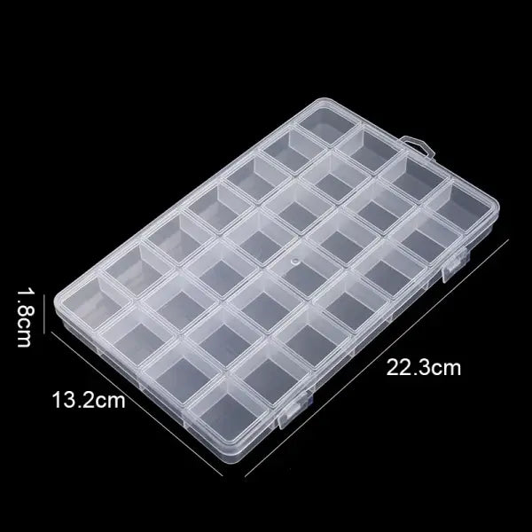 Clear Jewelry Storage Box – Transparent Plastic Organizer Case for Earrings Beads & Small Accessories - 28 Grids