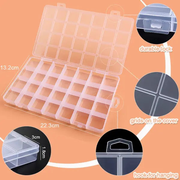 Clear Jewelry Storage Box – Transparent Plastic Organizer Case for Earrings Beads & Small Accessories