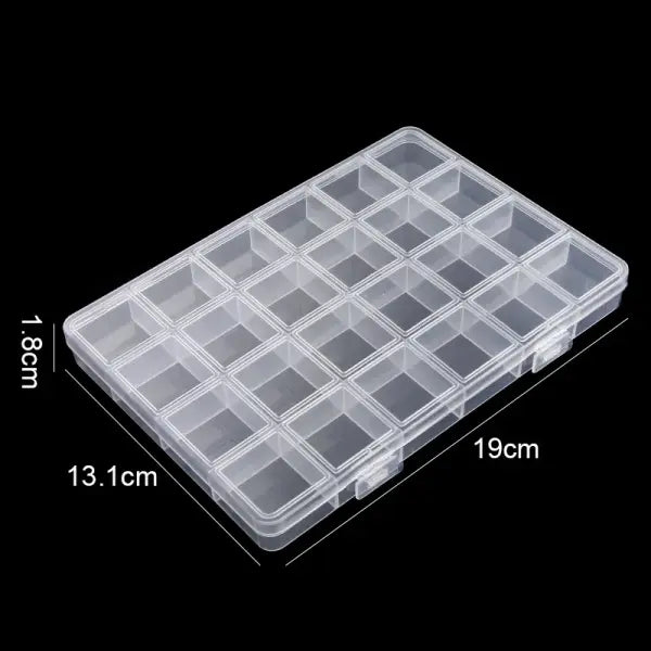 Clear Jewelry Storage Box – Transparent Plastic Organizer Case for Earrings Beads & Small Accessories - 24 Grids