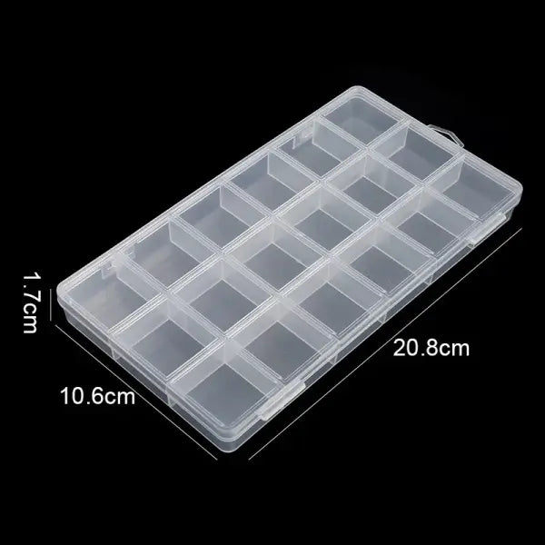 Clear Jewelry Storage Box – Transparent Plastic Organizer Case for Earrings Beads & Small Accessories - 18 Grids