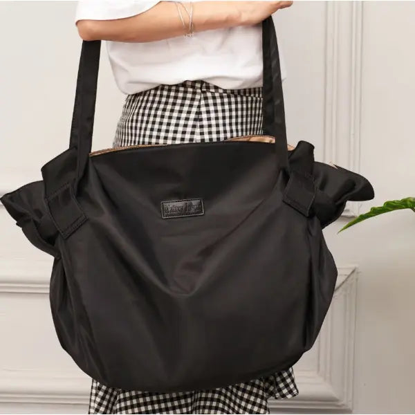 Travel Camping Storage Large Capacity Shoulder Messenger Luggage Bag - Black - Hair Remover