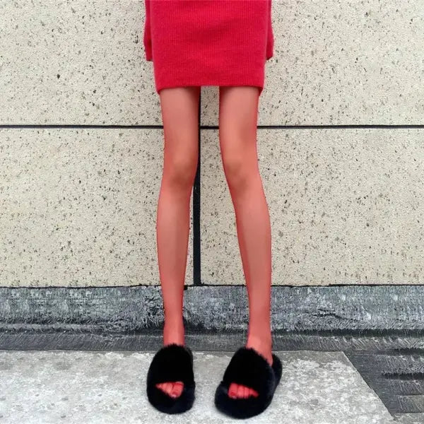 Trendix Red Lace Pantyhose – Super Elastic See-Through Tights for Women Autumn/Winter Bodycon Slim Fit - Lace / One Size