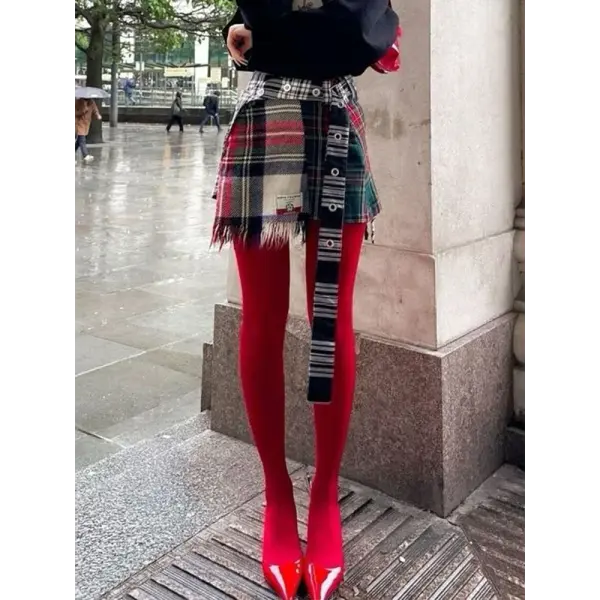 Trendix Red Lace Pantyhose – Super Elastic See-Through Tights for Women Autumn/Winter Bodycon Slim Fit